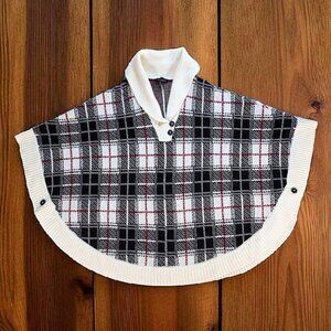 Talbots Plaid Lambswool Sweater Cape One Size